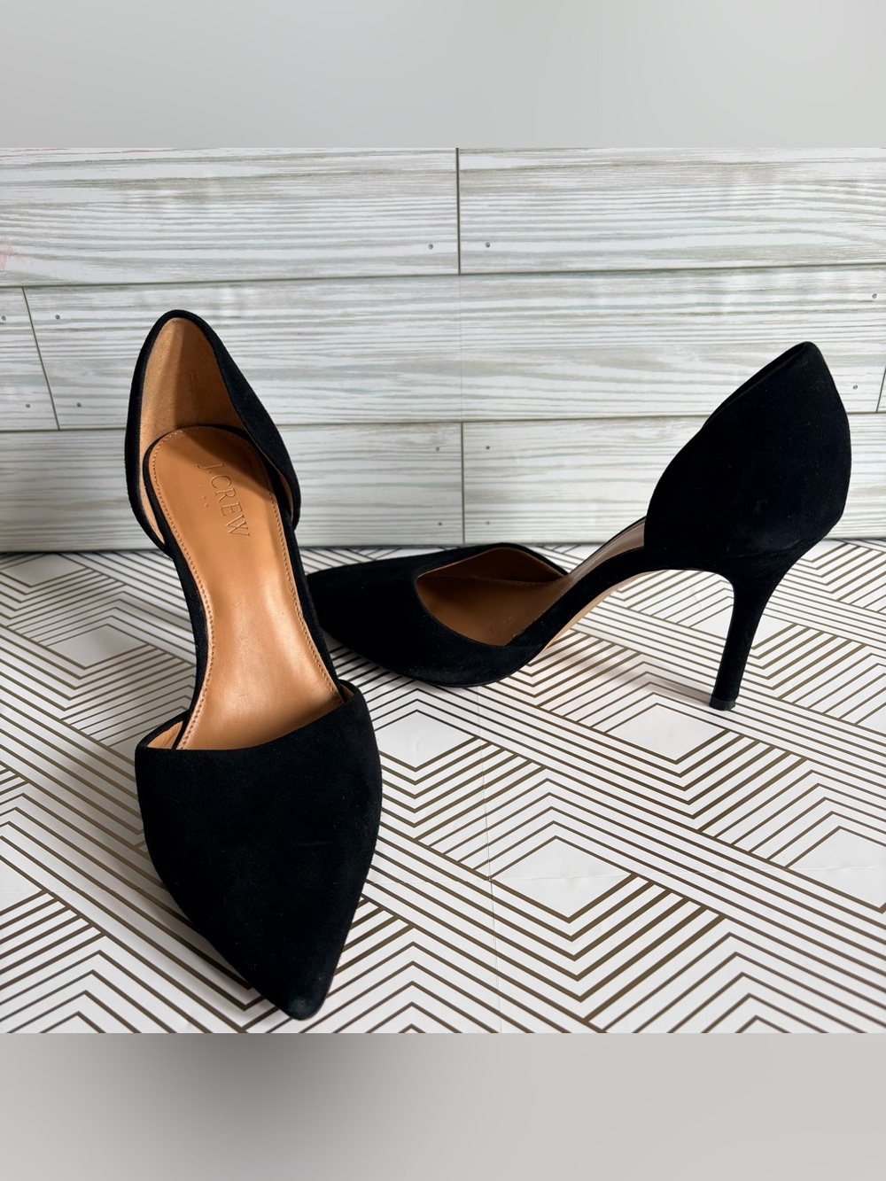 J. Crew Black D'Orsay Pointed-Toe Pumps